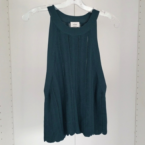 Wilfred Dark Green Crochet Boho tank top w scalloped hem - Picture 2 of 11